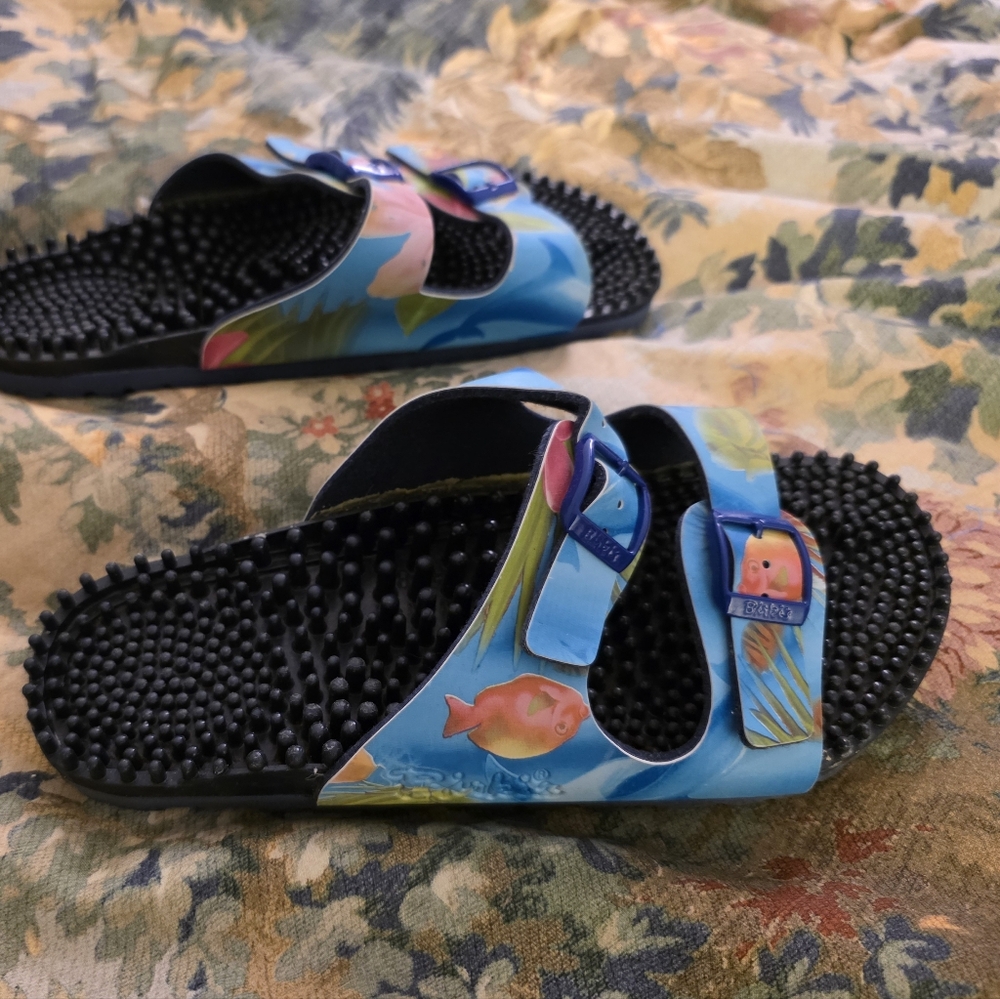 Birkenstock BIRKIS Blue Patterned Noppy Flex Birko-Flor Sandals 38